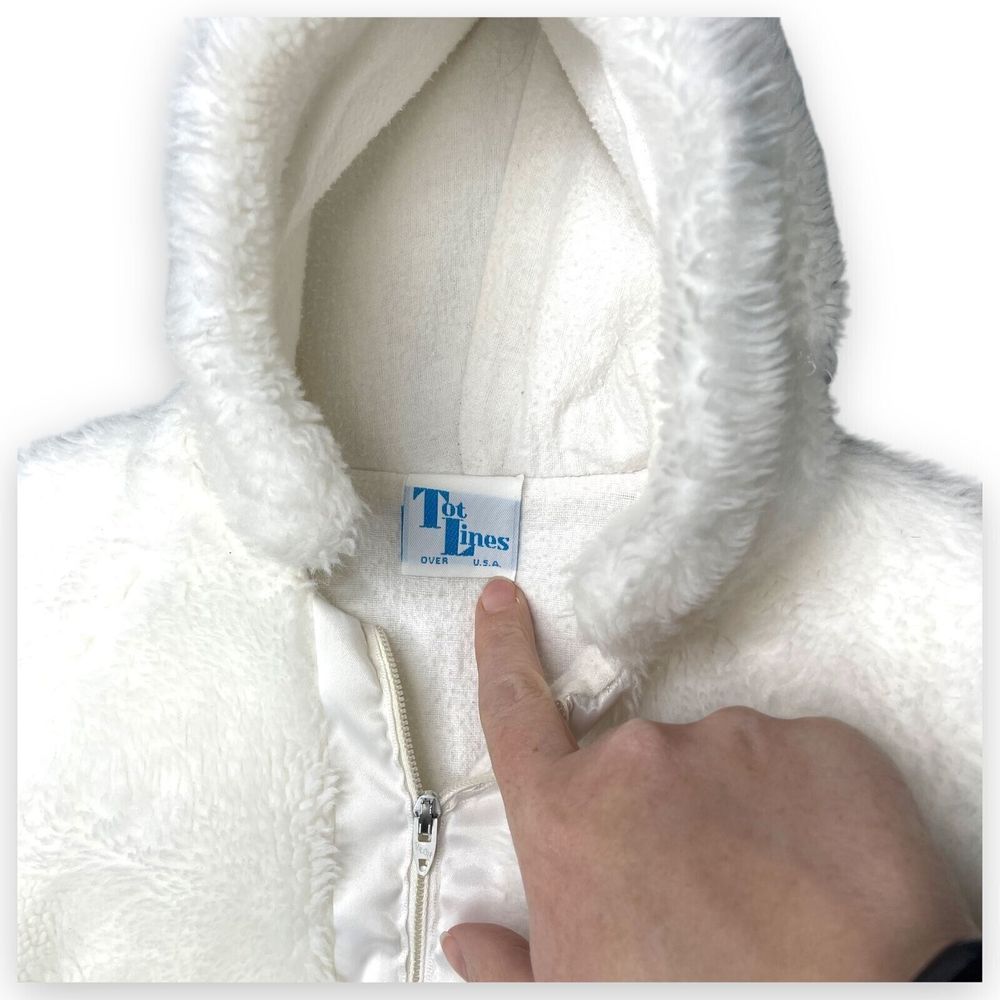 Vintage Baby Bunting Pram Tot Lines White Faux Sheep Sherpa Fur Cozy - Picture 5 of 10